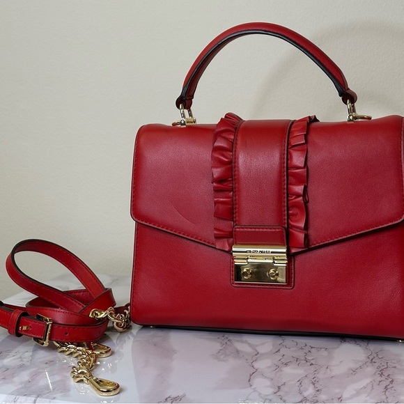 Michael Kors Red Satchel with Gold Accents - Picture 3 of 3